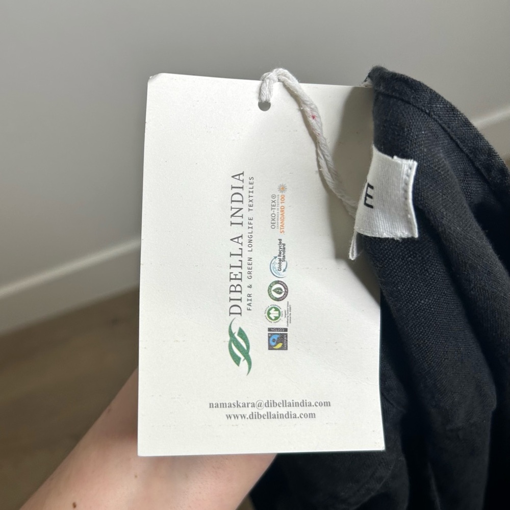 NWT MATE The Label 100% Organic Linen Black Tunic Short Sleeve Midi Dress - Picture 12 of 16